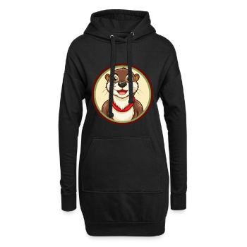 loutre coloré kawaii dessin animé personnage clipart - Sweat-shirt à capuche long Femme - noir - Devant