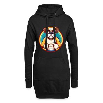 Boxer Hund Lustig Kawaii Cartoon Clipart Tier Haustier - Hoodie-Kleid - Schwarz - Vorne