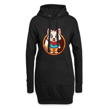 Polarfuchs Lustige Kawaii Cartoon Clipart Tier Haustier - Hoodie-Kleid - Schwarz - Vorne
