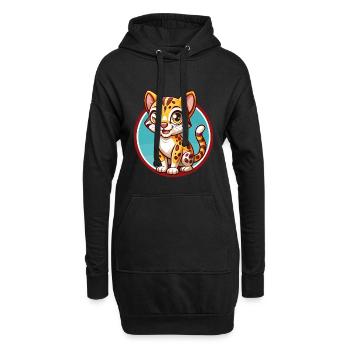 Ocelot Funny Kawaii Cartoon Clipart Animal Pet - Hoodie Dress - black - Front
