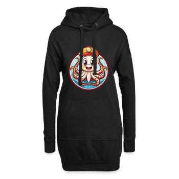 Oktopus Lustig Kawaii Cartoon Clipart Tier Haustier - Hoodie-Kleid - Schwarz - Vorne