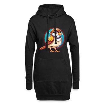 Spatz Lustige Kawaii Cartoon Clipart Tier Haustier - Hoodie-Kleid - Schwarz - Vorne