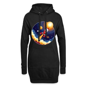 Image colorée d’une fusée dans l’espace - Sweat-shirt à capuche long Femme - noir - Devant