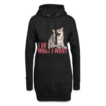 Katze I Do What I Want - Hoodie-Kleid - Schwarz - Vorne