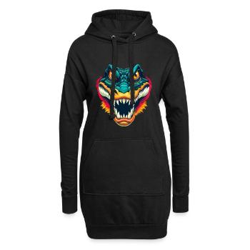 Crocodile Mignon Kawaii Dessin Animé Clipart Visage D’animal - Sweat-shirt à capuche long Femme - noir - Devant