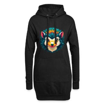 Igel Niedlich Kawaii Cartoon Clipart Tier Gesicht - Hoodie-Kleid - Schwarz - Vorne