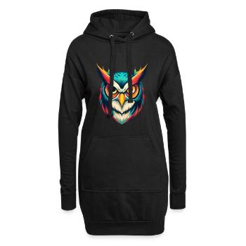 Eule Niedlich Kawaii Cartoon Clipart Tier Gesicht - Hoodie-Kleid - Schwarz - Vorne