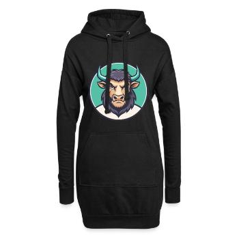 buffle kawaii dessin animé personnage animal visage d’animal de compagnie - Sweat-shirt à capuche long Femme - noir - Devant
