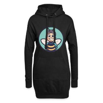 Abeille Kawaii Dessin Animé Personnage Animal Animal Visage - Sweat-shirt à capuche long Femme - noir - Devant