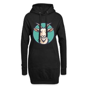 Chèvre Kawaii Dessin animé Personnage Animal Animal Visage - Sweat-shirt à capuche long Femme - noir - Devant