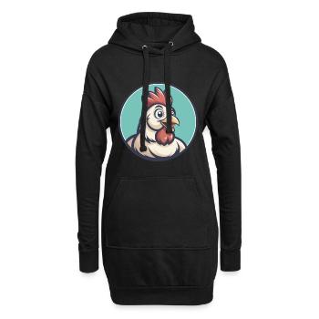 poulet kawaii dessin animé personnage animal visage d’animal - Sweat-shirt à capuche long Femme - noir - Devant
