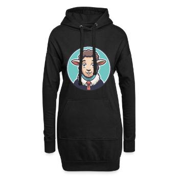 mouton kawaii dessin animé personnage animal visage d’animal - Sweat-shirt à capuche long Femme - noir - Devant
