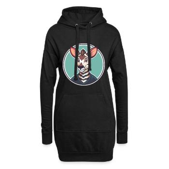 okapi kawaii dessin animé personnage animal visage d’animal - Sweat-shirt à capuche long Femme - noir - Devant