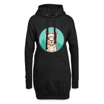 Lama Kawaii Dessin animé Personnage Animal Visage D’animal - Sweat-shirt à capuche long Femme - noir - Devant