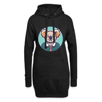 Koala Kawaii Dessin animé Personnage Animal Animal Visage - Sweat-shirt à capuche long Femme - noir - Devant