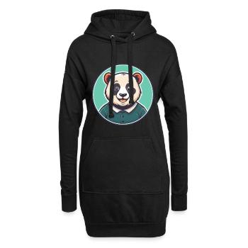 Panda Kawaii Dessin animé Personnage Animal Animal Visage - Sweat-shirt à capuche long Femme - noir - Devant
