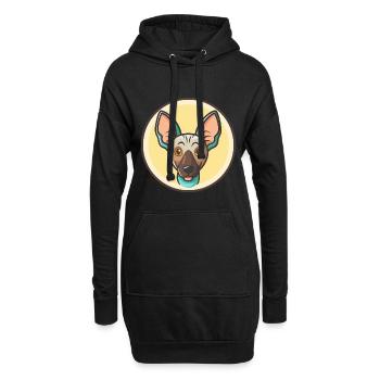 Race de chien sans poils africain dessin animé kawaii clipart - Sweat-shirt à capuche long Femme - noir - Devant
