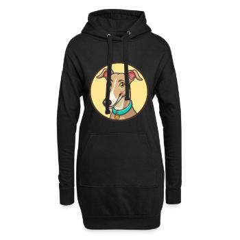 Galgo Español Hunderasse Cartoon Kawaii Clipart Haustier - Hoodie-Kleid - Schwarz - Vorne