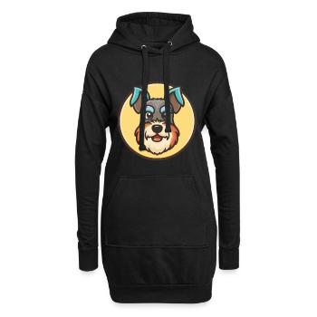 Miniatur Schnauzer Hund Rasse Lustige Karikatur Kawaii - Hoodie-Kleid - Schwarz - Vorne