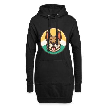 Magyar Agar Chien Race Drôle Dessin animé Kawaii Clipart - Sweat-shirt à capuche long Femme - noir - Devant