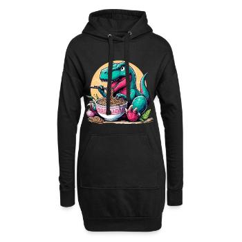 Mignon T-Rex Ramen Dino dinosaure cadeau - Sweat-shirt à capuche long Femme - noir - Devant