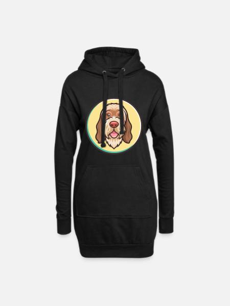 Spinone Italiano Dog Breed Cartoon Kawaii Clipart - Hoodie Dress - black