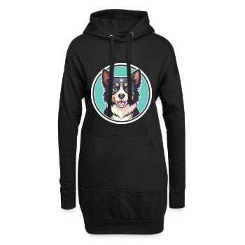 Aidi chien race dessin animé Kawaii Clipart Illustration - Sweat-shirt à capuche long Femme - noir - Devant