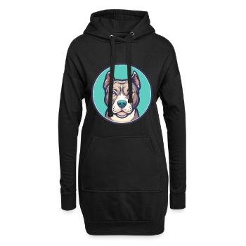 American Pitbull Terrier Chien Race Dessin animé Kawaii - Sweat-shirt à capuche long Femme - noir - Devant