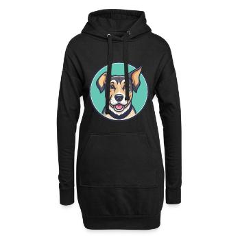 Barbado Da Terceira Race de chien Drôle Dessin animé Kawaii - Sweat-shirt à capuche long Femme - noir - Devant