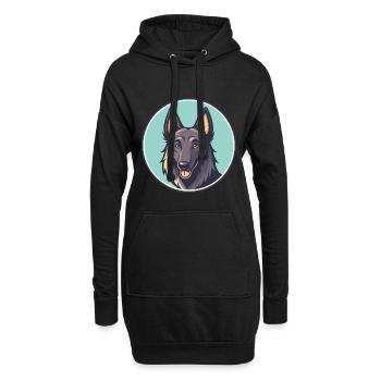 Belgische Groenendael Hunderasse Lustige Karikatur Kawaii - Hoodie-Kleid - Schwarz - Vorne