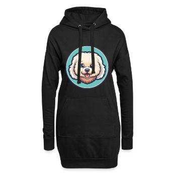 Bichon frisé chien race dessin animé Kawaii Clipart animal de compagnie - Sweat-shirt à capuche long Femme - noir - Devant