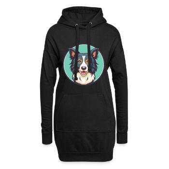 Border Collie Hunderasse Cartoon Kawaii Clipart Haustier - Hoodie-Kleid - Schwarz - Vorne