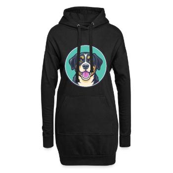 Can De Chira Chien Race Dessin animé Kawaii Clipart Animal de compagnie - Sweat-shirt à capuche long Femme - noir - Devant