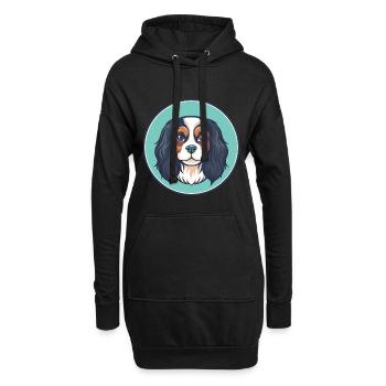 Cavalier King Charles Spaniel Chien Race Dessin animé - Sweat-shirt à capuche long Femme - noir - Devant