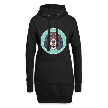 Boykin Spaniel Chien Race Dessin animé Kawaii Clipart - Sweat-shirt à capuche long Femme - noir - Devant