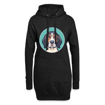 Bruno Jura Chien Chien Race Dessin animé Kawaii Clipart - Sweat-shirt à capuche long Femme - noir - Devant