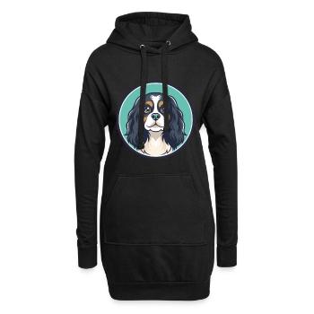 Kavalier Hunderasse Bunte Karikatur Kawaii Clipart - Hoodie-Kleid - Schwarz - Vorne