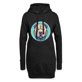 Chinesische Shar Pei Hunderasse Karikatur Kawaii Clipart - Hoodie-Kleid - Schwarz - Vorne
