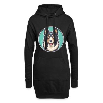 Chien de berger croate Chien Race Dessin animé Kawaii Clipart - Sweat-shirt à capuche long Femme - noir - Devant