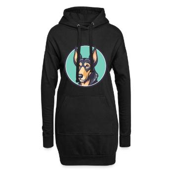 Drentsche Patrijshond Race de chien Dessin animé Kawaii animal de compagnie - Sweat-shirt à capuche long Femme - noir - Devant