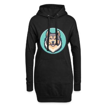 Eurasier Hund Rasse Bunt Karikatur Kawaii Clipart - Hoodie-Kleid - Schwarz - Vorne