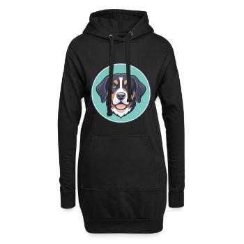 Entlebucher bouvier chien de famille dessin animé Kawaii animal de compagnie - Sweat-shirt à capuche long Femme - noir - Devant