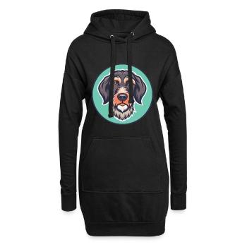 Braque allemand à poil dur chien race dessin animé drôle - Sweat-shirt à capuche long Femme - noir - Devant