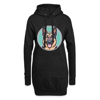 German Shepherd Dog Breed Cartoon Kawaii Clipart - Hoodie Dress - black - Front