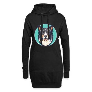 Georgischer Schäferhund Rasse Karikatur Kawaii Clipart - Hoodie-Kleid - Schwarz - Vorne
