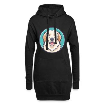 Grande Pyrénées Chien Race Dessin animé Kawaii Clipart - Sweat-shirt à capuche long Femme - noir - Devant