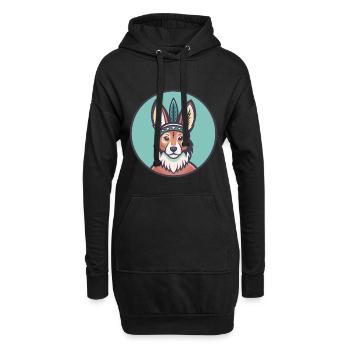 Hare Indian Dog Breed Funny Cartoon Kawaii Clipart - Hoodie Dress - black - Front