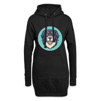 Hovawart Chien Race Coloré Dessin animé Kawaii Clipart - Sweat-shirt à capuche long Femme - noir - Devant