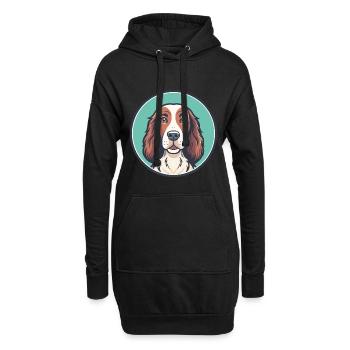 Irische Rot Und Weiß Setter Hund Rasse Lustige Karikatur - Hoodie-Kleid - Schwarz - Vorne