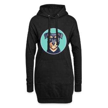 Jagdterrier Chien Race Drôle Dessin animé Kawaii Clipart - Sweat-shirt à capuche long Femme - noir - Devant